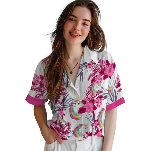 Unicorn Patriotic Hibiscus Design Hawaiian Shirt Trendy