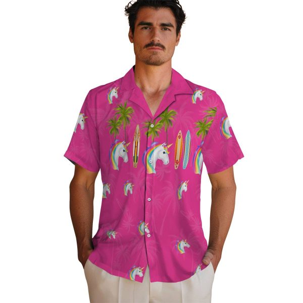 Unicorn Surfboard Palm Hawaiian Shirt High quality