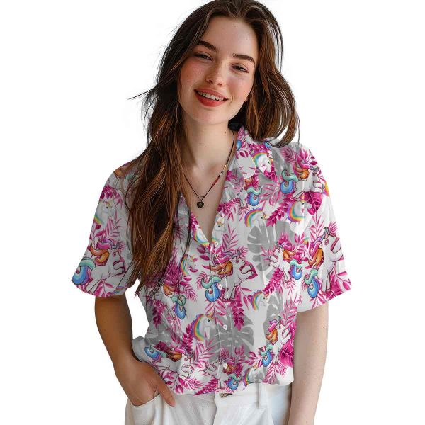 Unicorn Tropical Leaves Hawaiian Shirt Trendy