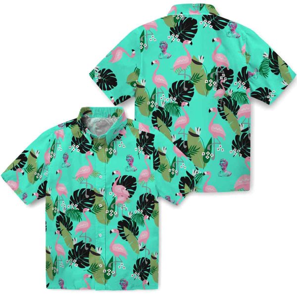 Vaporwave Flamingo Leaf Motif Hawaiian Shirt Latest Model