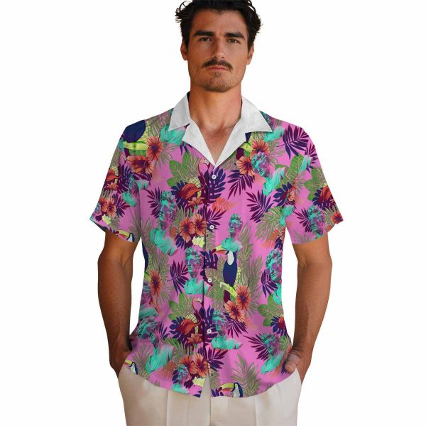 Vaporwave Floral Toucan Hawaiian Shirt High quality