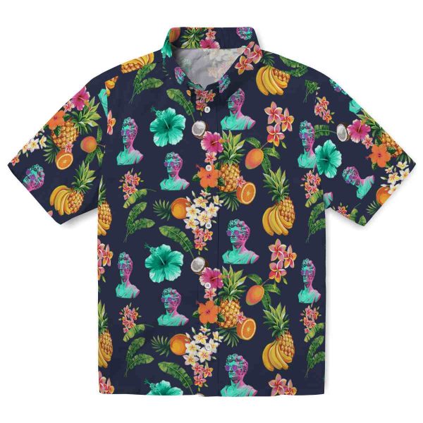 Vaporwave Hibiscus And Fruit Hawaiian Shirt Best selling