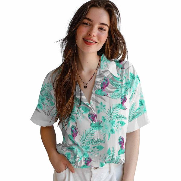 Vaporwave Hibiscus Palm Leaves Hawaiian Shirt Trendy