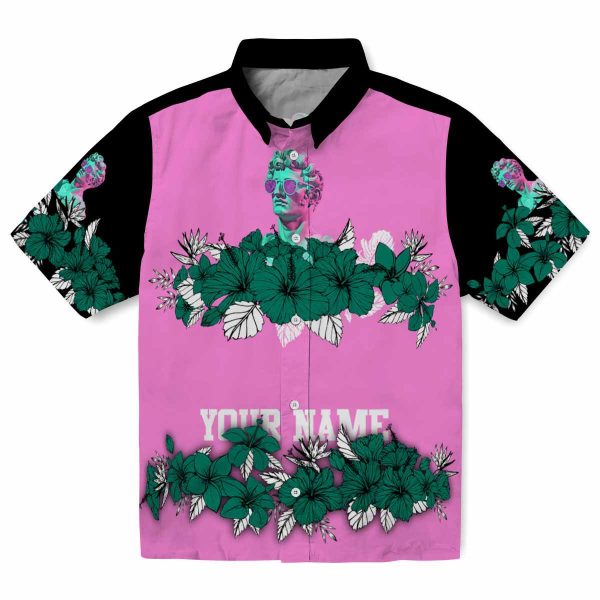 Vaporwave Hibiscus Stripe Hawaiian Shirt Best selling