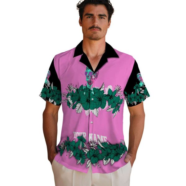 Vaporwave Hibiscus Stripe Hawaiian Shirt High quality