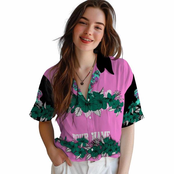 Vaporwave Hibiscus Stripe Hawaiian Shirt Trendy