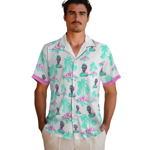 Vaporwave Palm Island Print Hawaiian Shirt High quality