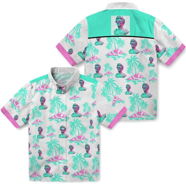 Vaporwave Palm Island Print Hawaiian Shirt Latest Model