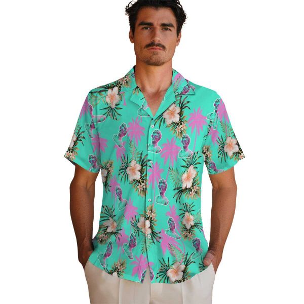 Vaporwave Palm Tree Flower Hawaiian Shirt High quality