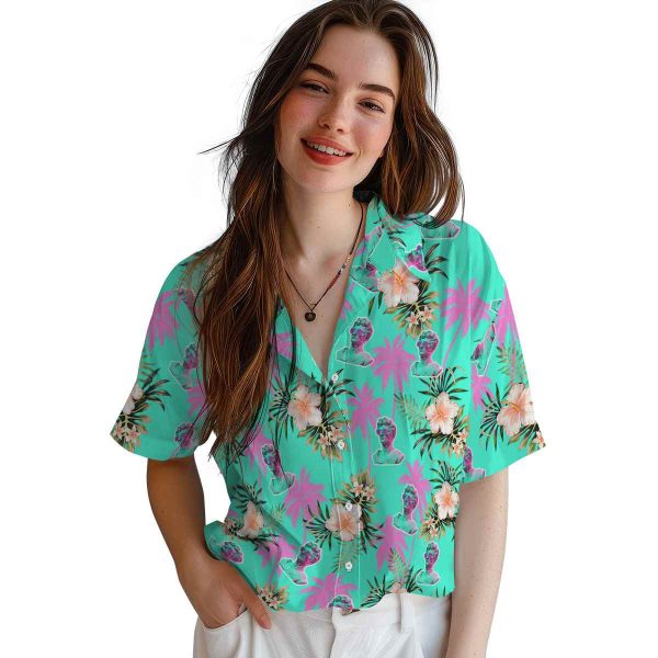 Vaporwave Palm Tree Flower Hawaiian Shirt Trendy