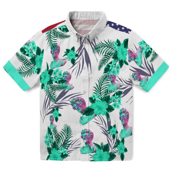 Vaporwave Patriotic Hibiscus Design Hawaiian Shirt Best selling