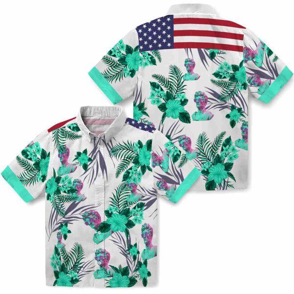 Vaporwave Patriotic Hibiscus Design Hawaiian Shirt Latest Model