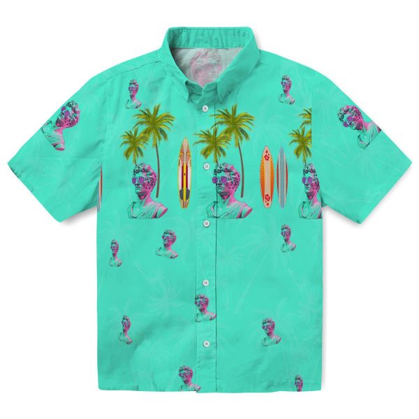 Vaporwave Surfboard Palm Hawaiian Shirt Best selling