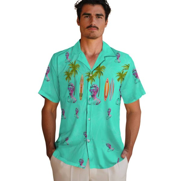 Vaporwave Surfboard Palm Hawaiian Shirt High quality