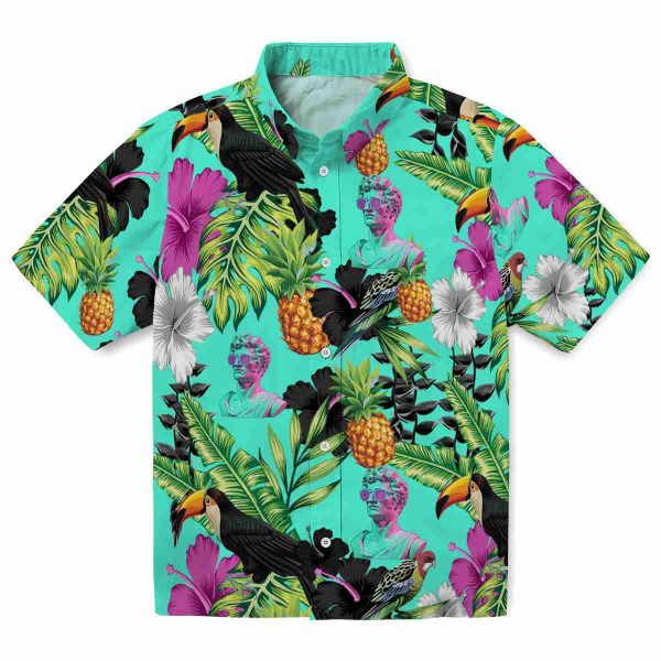 Vaporwave Toucan Hibiscus Pineapple Hawaiian Shirt Best selling