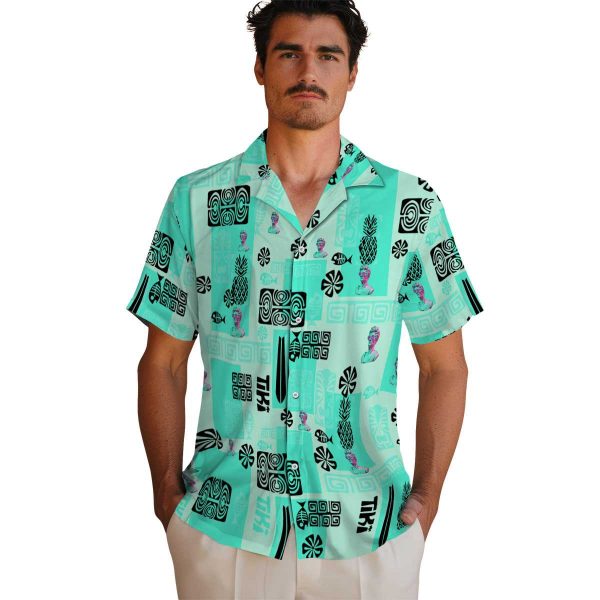 Vaporwave Tribal Symbols Hawaiian Shirt High quality