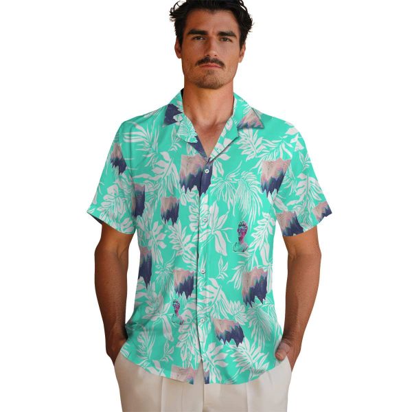 Vaporwave Tropical Leaf Hawaiian Shirt High quality