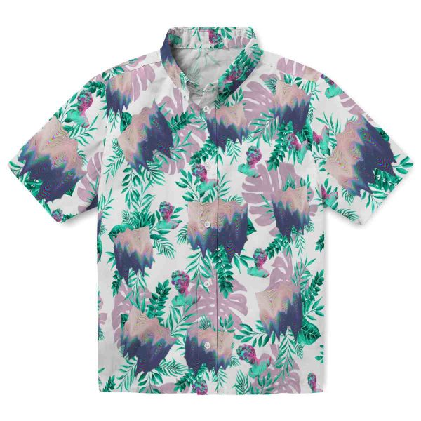 Vaporwave Tropical Leaves Hawaiian Shirt Best selling