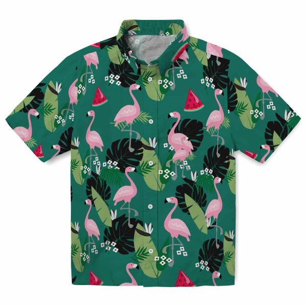 Watermelon Flamingo Leaf Motif Hawaiian Shirt Best selling