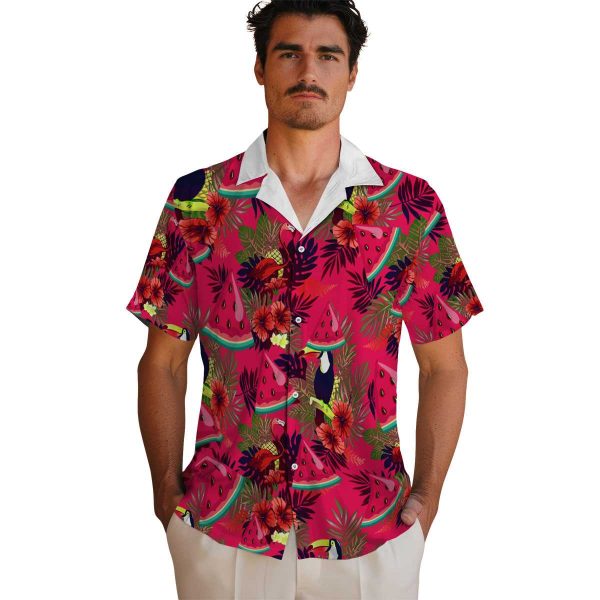 Watermelon Floral Toucan Hawaiian Shirt High quality