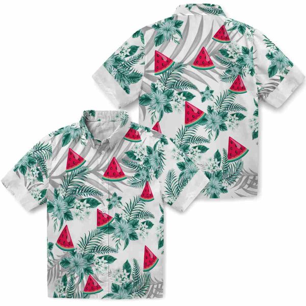 Watermelon Hibiscus Palm Leaves Hawaiian Shirt Latest Model