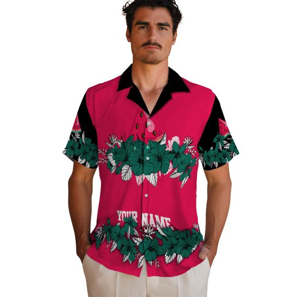 Watermelon Hibiscus Stripe Hawaiian Shirt High quality