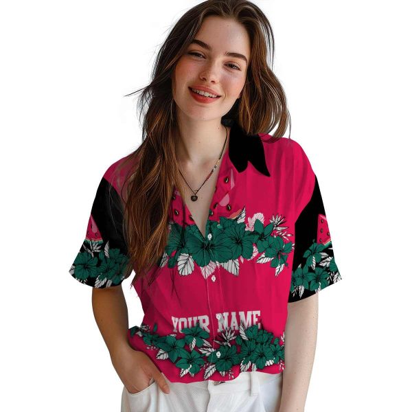 Watermelon Hibiscus Stripe Hawaiian Shirt Trendy