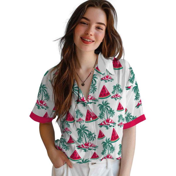 Watermelon Palm Island Print Hawaiian Shirt Trendy