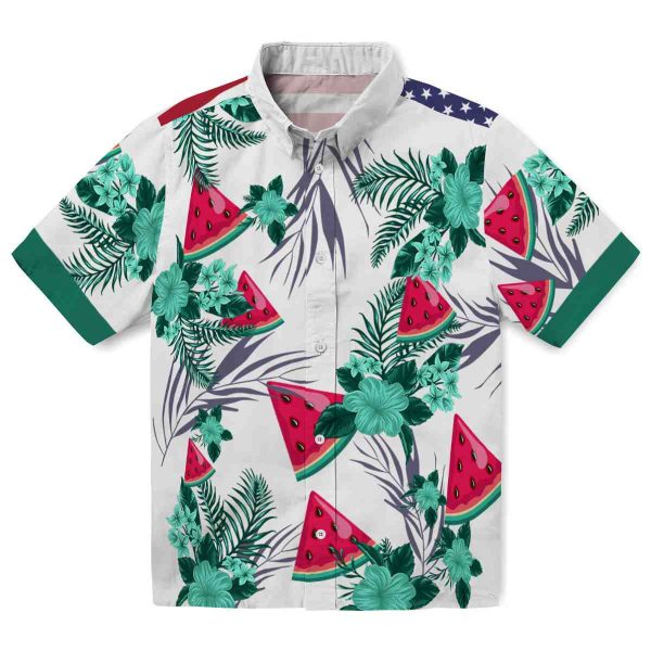 Watermelon Patriotic Hibiscus Design Hawaiian Shirt Best selling