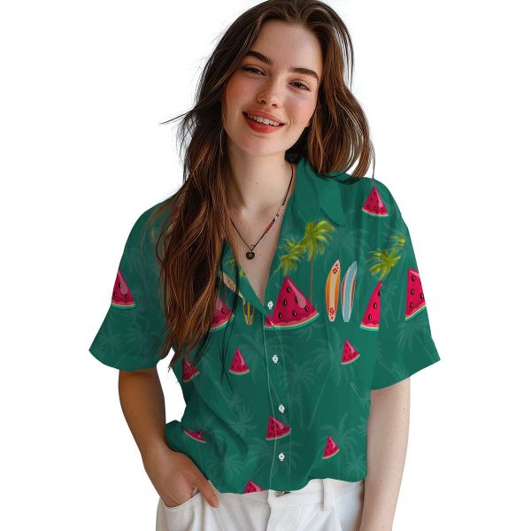 Watermelon Surfboard Palm Hawaiian Shirt Trendy