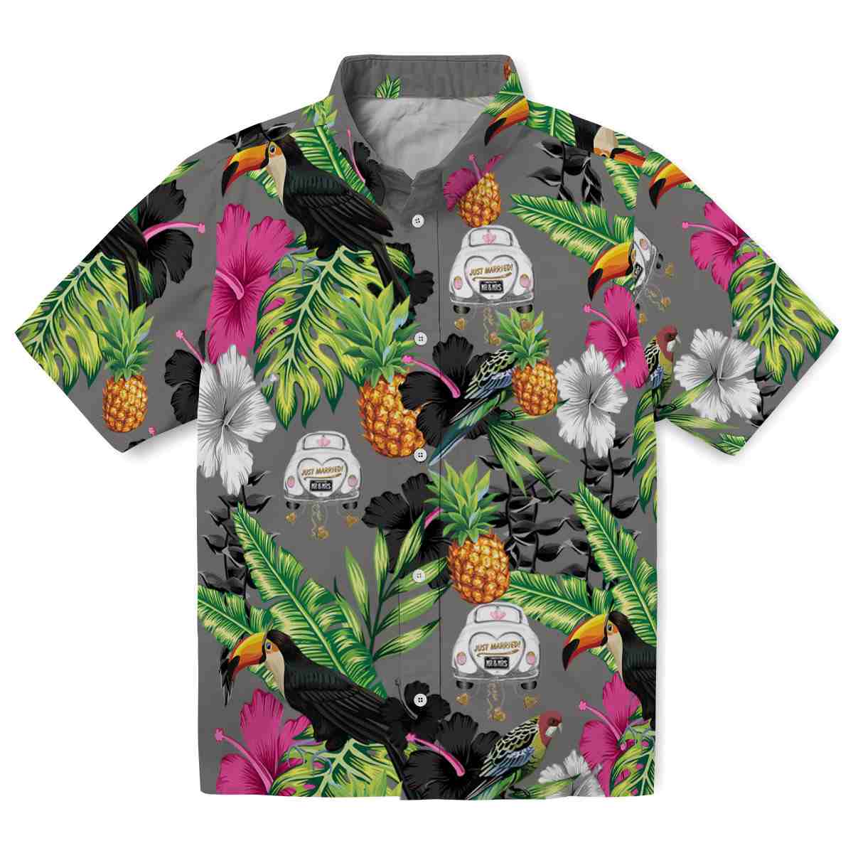 Wedding Toucan Hibiscus Pineapple Hawaiian Shirt Best selling 1