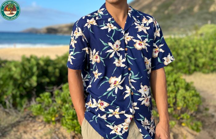 Dark blue Men hawaiian shirts
