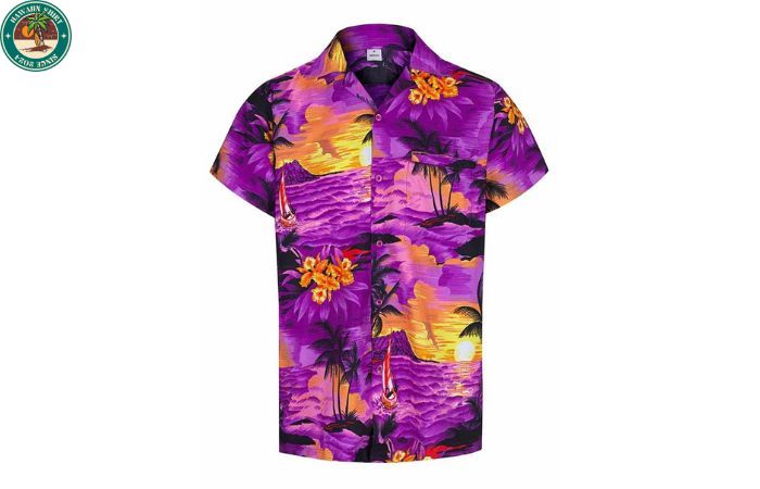 The mens purple Hawaiian shirt