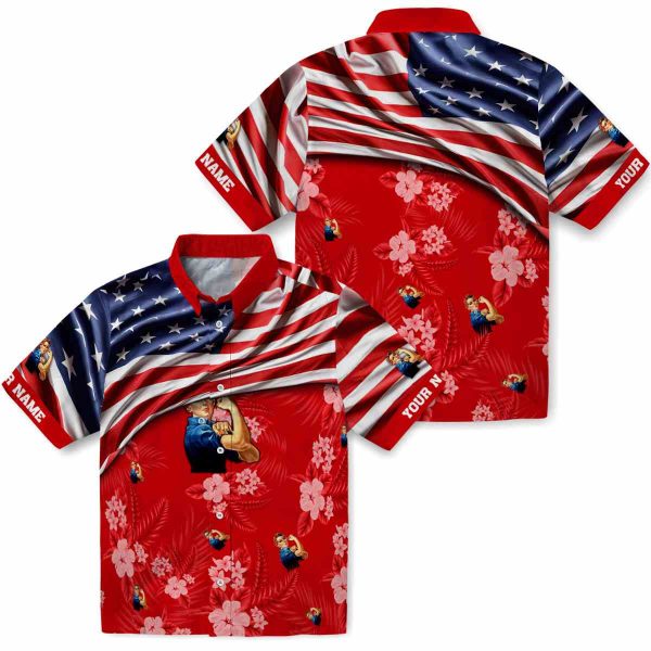 40s US Flag Hibiscus Hawaiian Shirt Latest Model