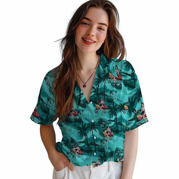 50s Coastal Palms Hawaiian Shirt Trendy