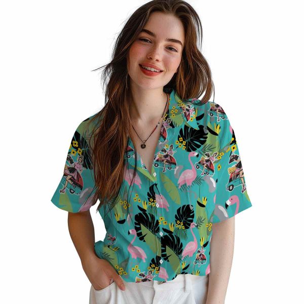 50s Flamingo Leaves Hawaiian Shirt Trendy