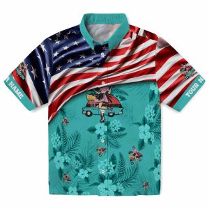 50s US Flag Hibiscus Hawaiian Shirt Best selling