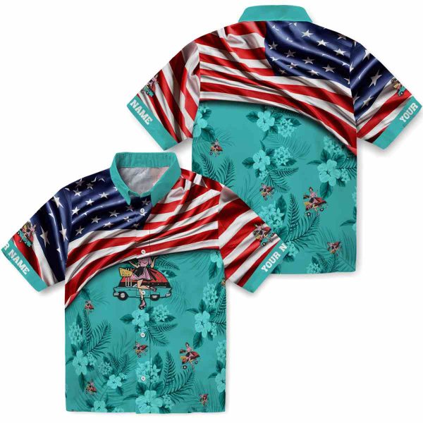 50s US Flag Hibiscus Hawaiian Shirt Latest Model