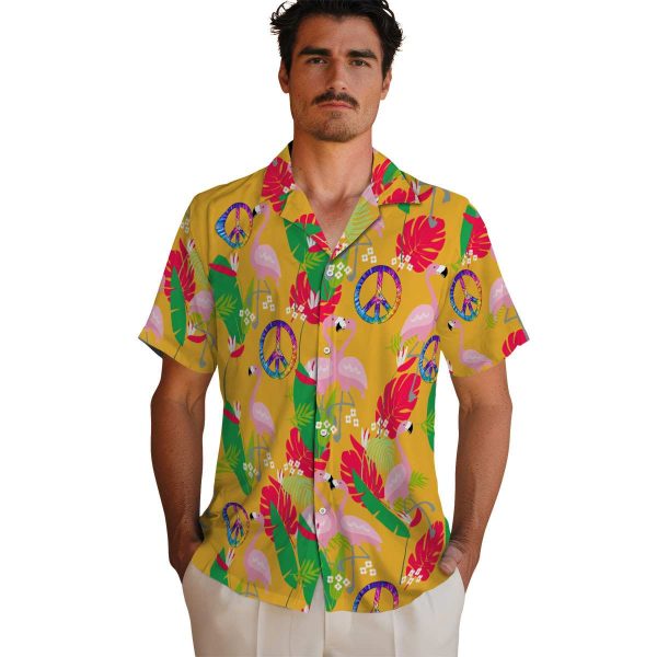 60s Flamingo Foliage Hawaiian Shirt High quality