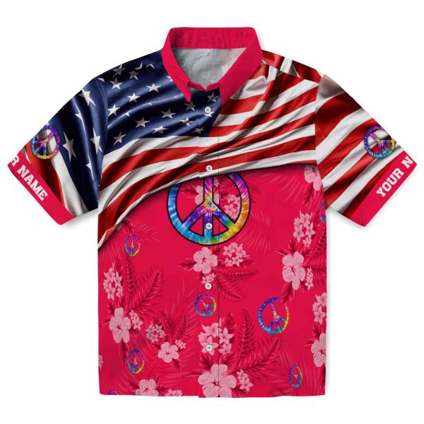 60s US Flag Hibiscus Hawaiian Shirt Best selling