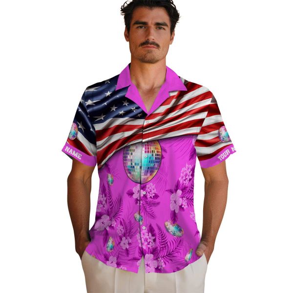 70s US Flag Hibiscus Hawaiian Shirt High quality