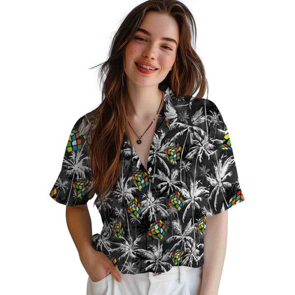 80s Palm Pattern Hawaiian Shirt Trendy