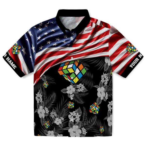 80s US Flag Hibiscus Hawaiian Shirt Best selling