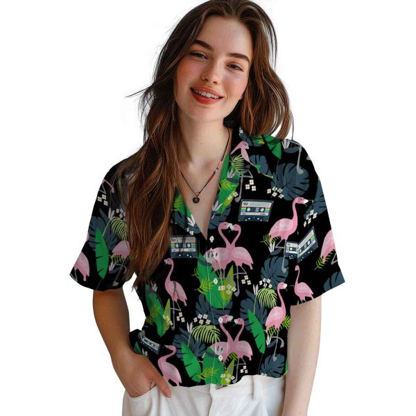 90s Flamingo Foliage Hawaiian Shirt Trendy