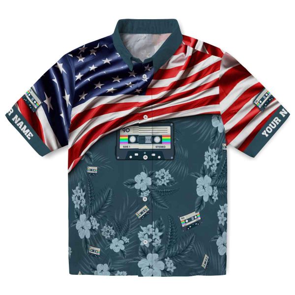 90s US Flag Hibiscus Hawaiian Shirt Best selling