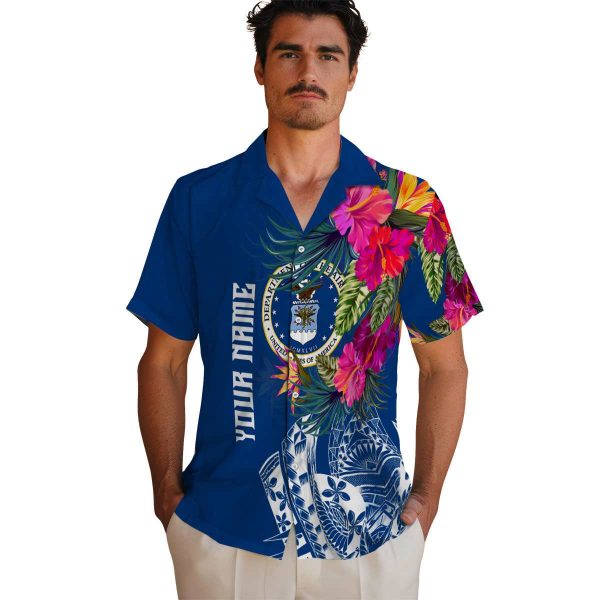 Air Force Floral Polynesian Hawaiian Shirt High quality