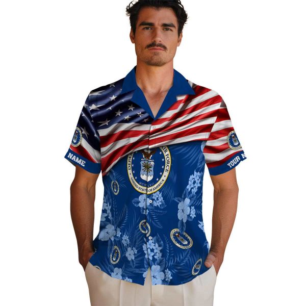 Air Force US Flag Hibiscus Hawaiian Shirt High quality