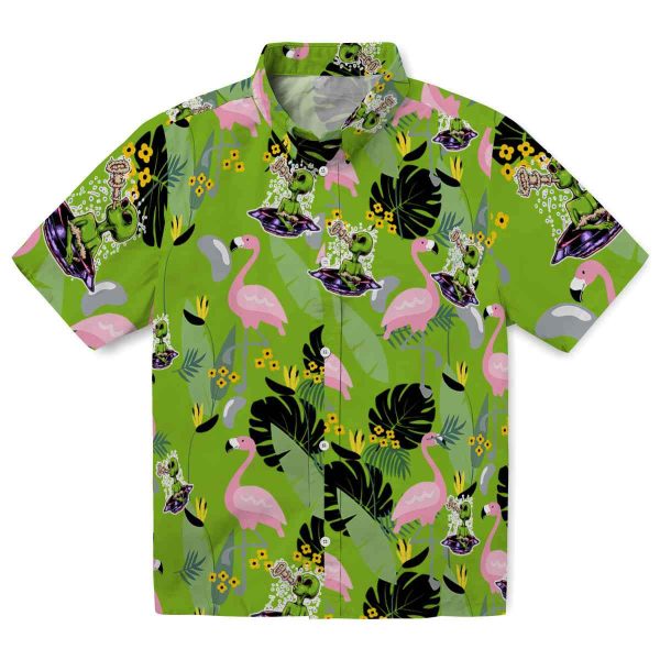 Alien Flamingo Leaves Hawaiian Shirt Best selling