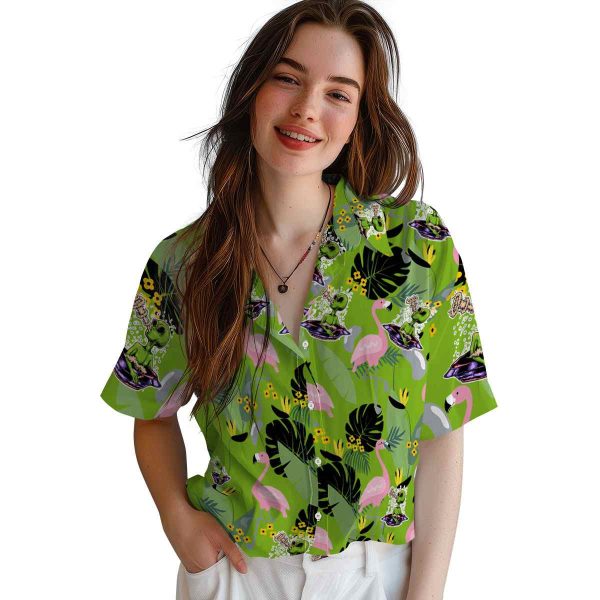 Alien Flamingo Leaves Hawaiian Shirt Trendy