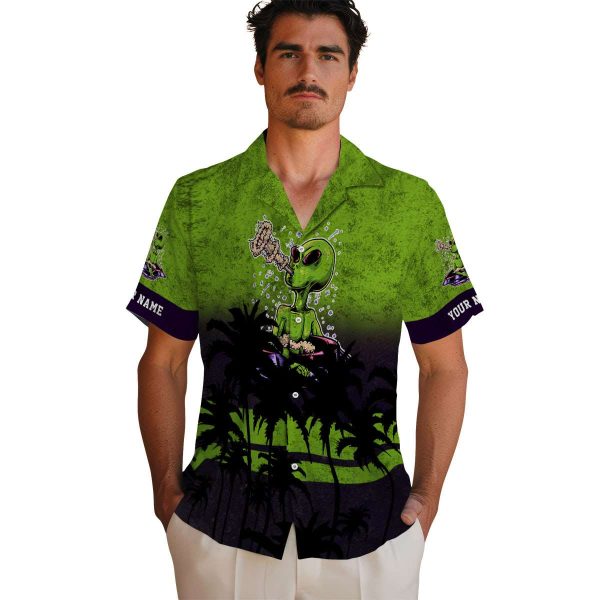 Alien Sunset Pattern Hawaiian Shirt High quality